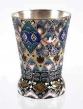RUSSIAN ENAMEL SILVER VODKA SH