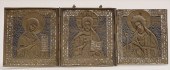 RUSSIAN ENAMELED BRASS TRYPTYC