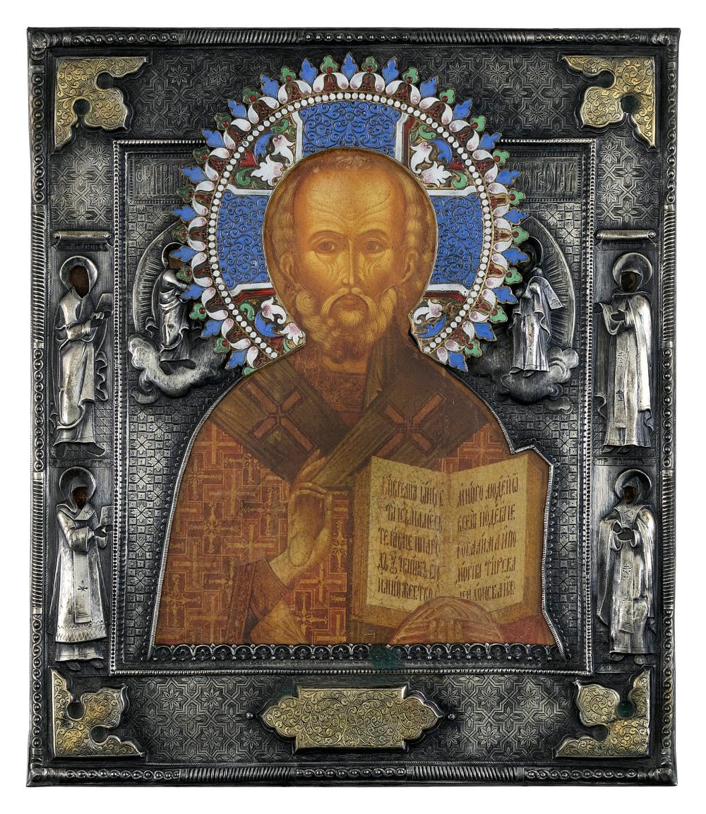 RUSSIAN ENAMELED ICON OF CHRIST