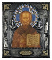 RUSSIAN ENAMELED ICON OF CHRIS