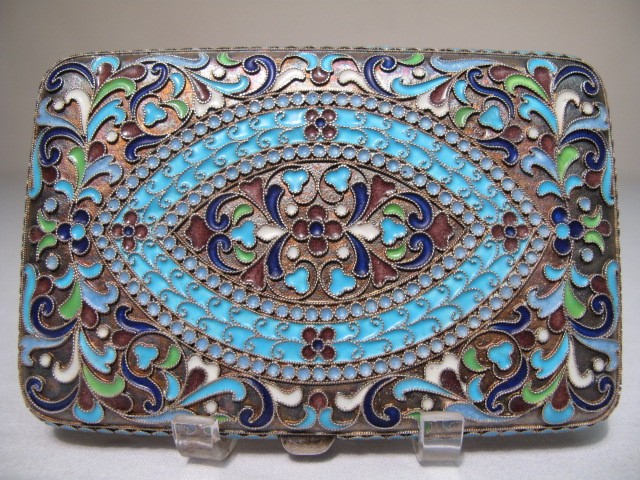 Russian enameled silver cigarette
