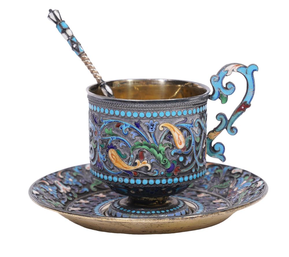 RUSSIAN ENAMELED SILVER CUP,