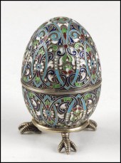 RUSSIAN ENAMELED SILVER EGG. B