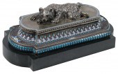 RUSSIAN ENAMELED SILVER INKWEL
