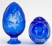 RUSSIAN ENGRAVED COBALT GLASS