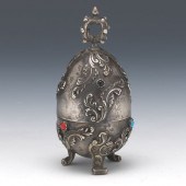 RUSSIAN FABERGE STYLE SILVER H