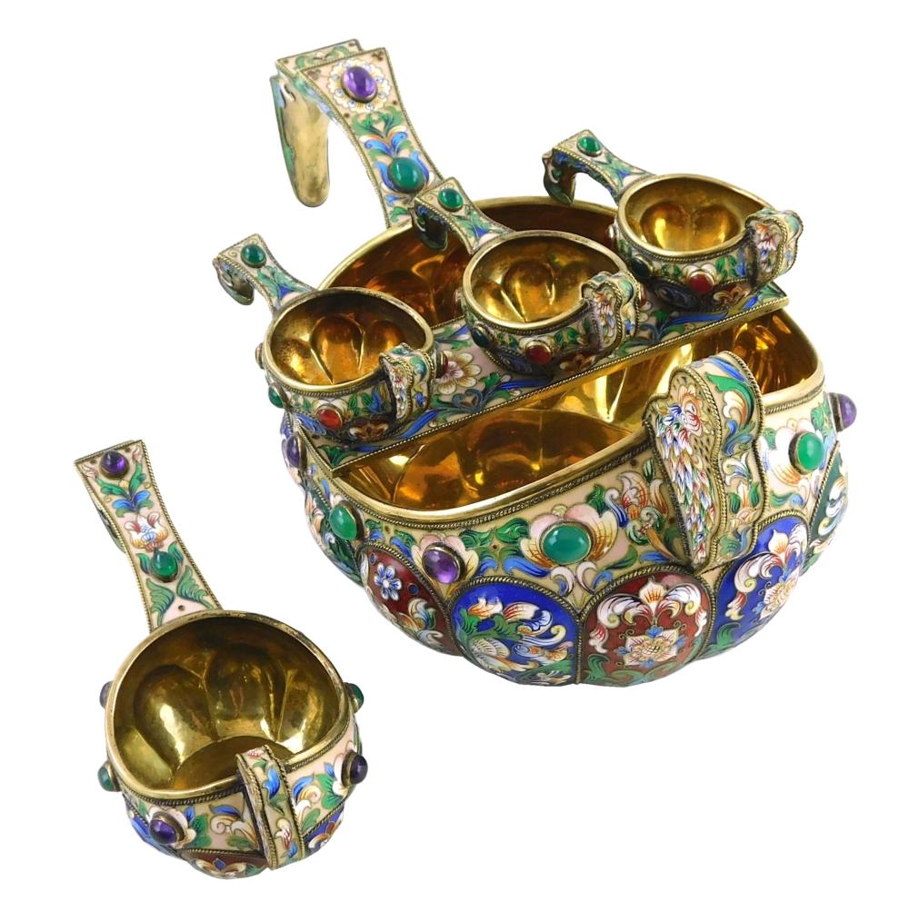 RUSSIAN GILDED SILVER AND ENAMEL