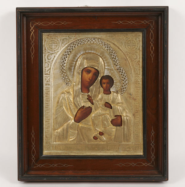 Russian gilt oklad icon of the