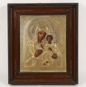 Russian gilt oklad icon of the