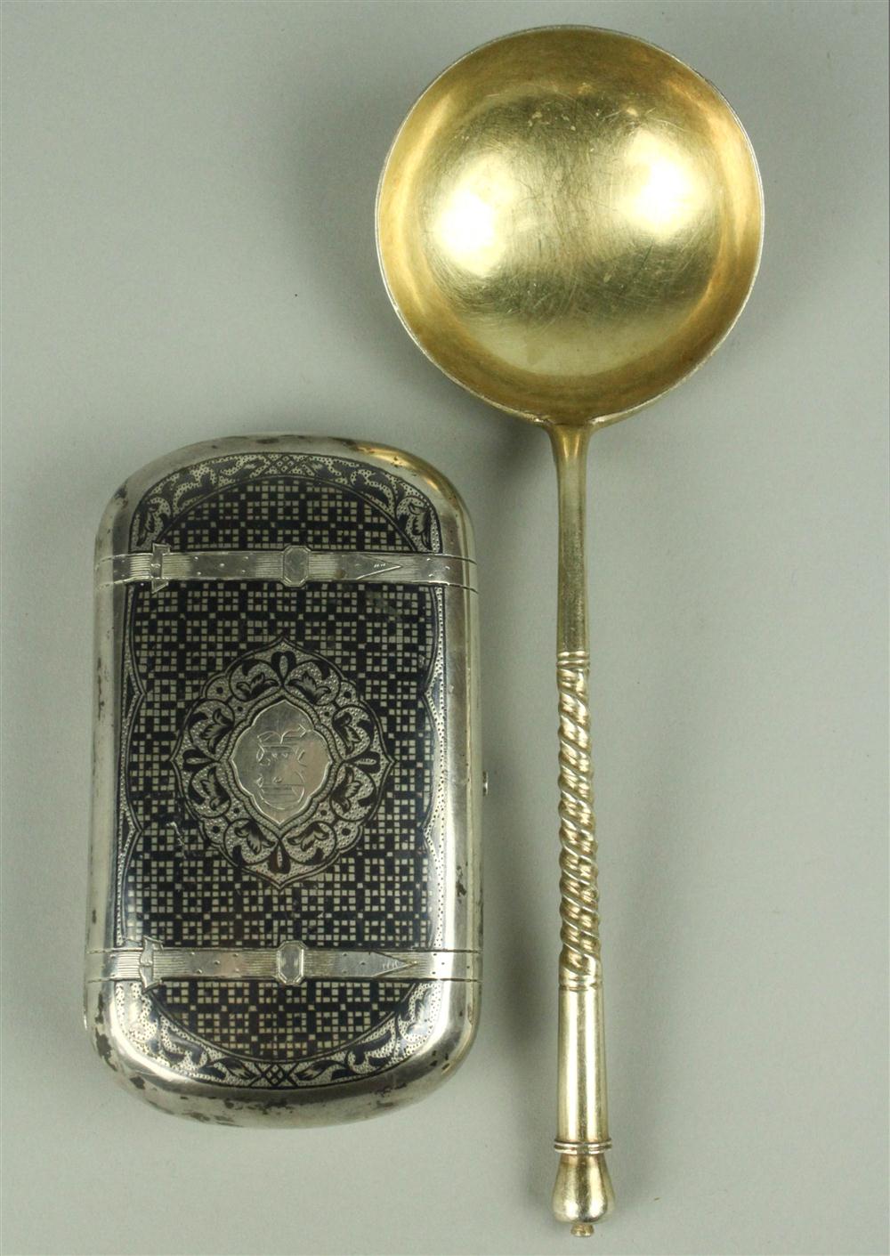 RUSSIAN GILT SILVER SPOON AND