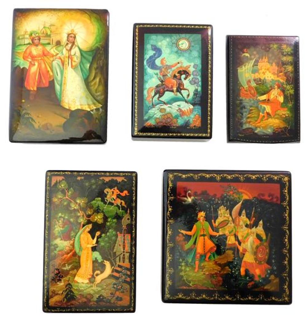 RUSSIAN HAND-PAINTED LACQUER BOXES,