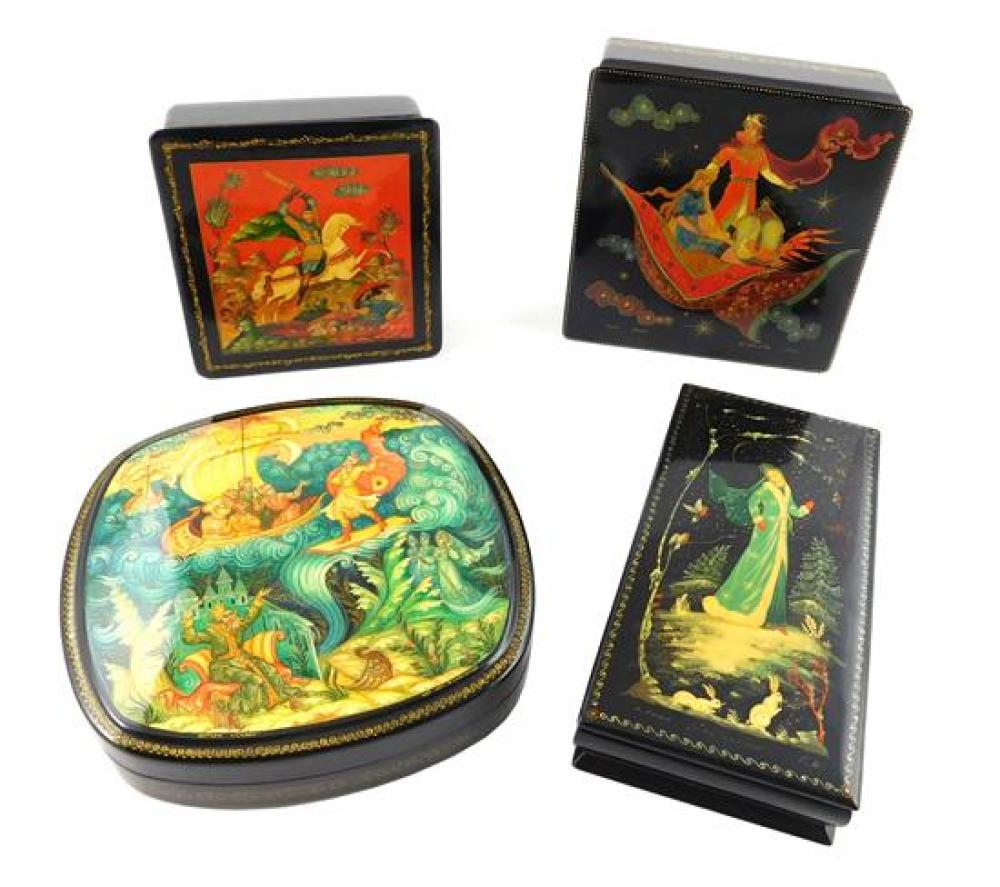 RUSSIAN HAND-PAINTED LACQUER BOXES,