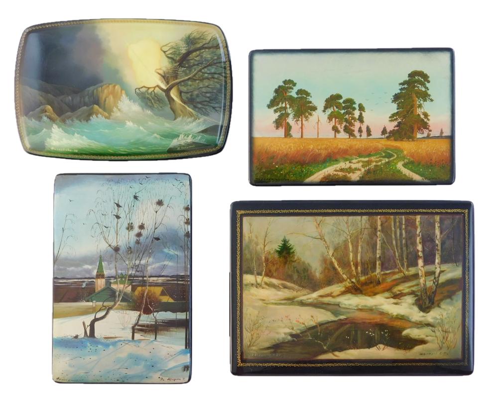 RUSSIAN HAND-PAINTED LACQUER BOXES,