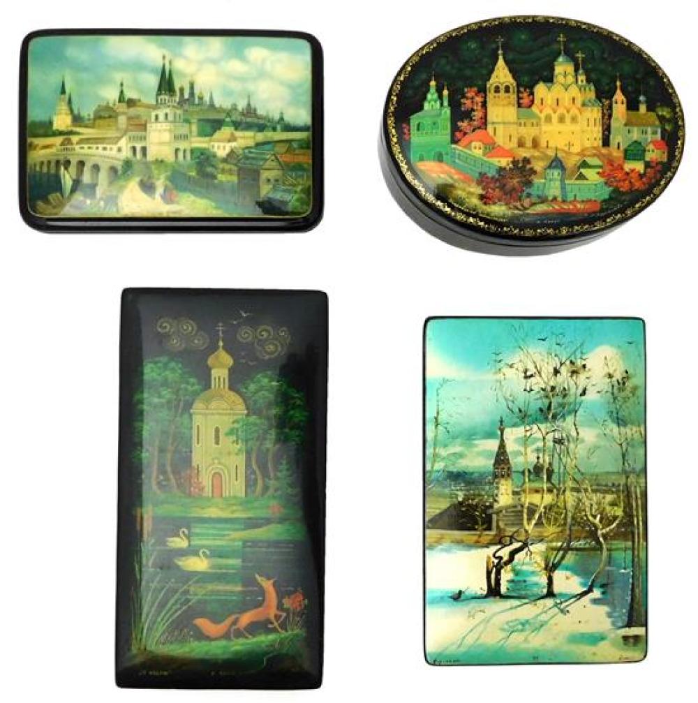 RUSSIAN HAND-PAINTED LACQUER BOXES,