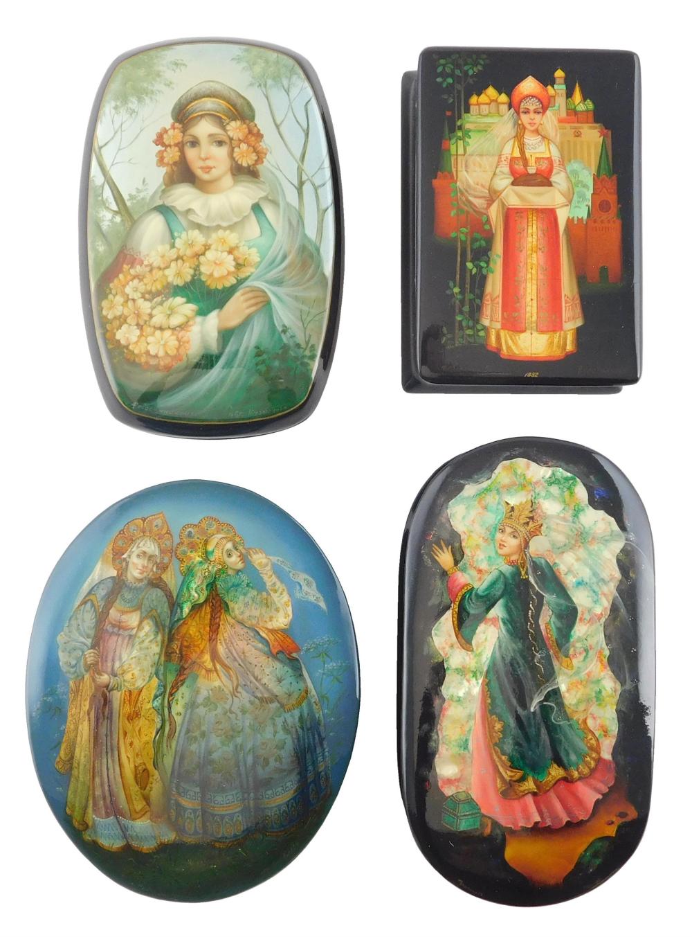 RUSSIAN HAND-PAINTED LACQUER BOXES,