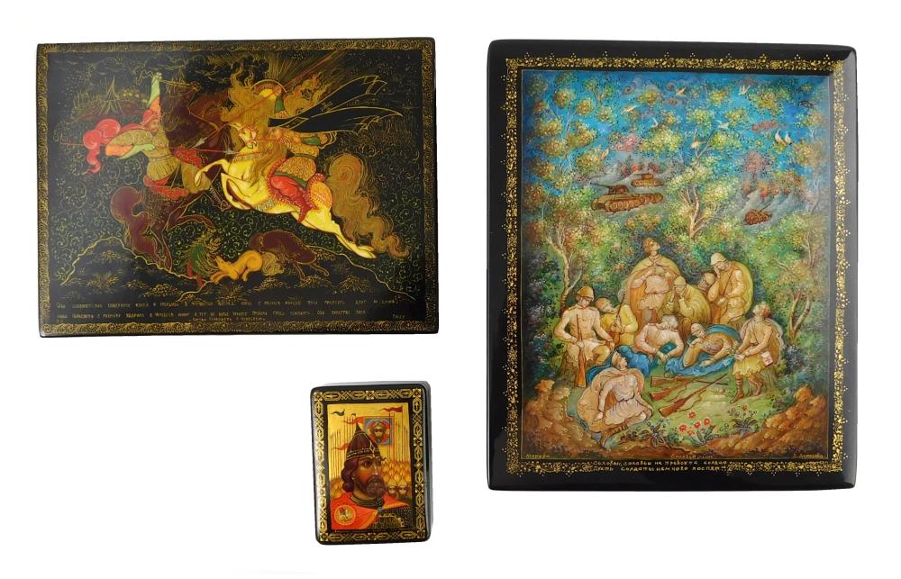 RUSSIAN HAND-PAINTED LACQUER BOXES,