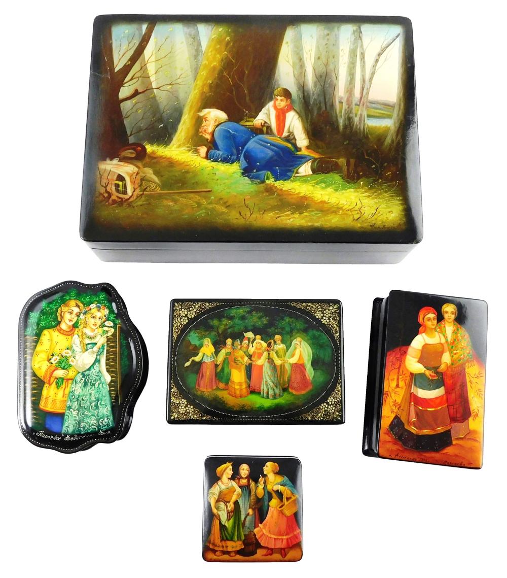 RUSSIAN HAND-PAINTED LACQUER BOXES,