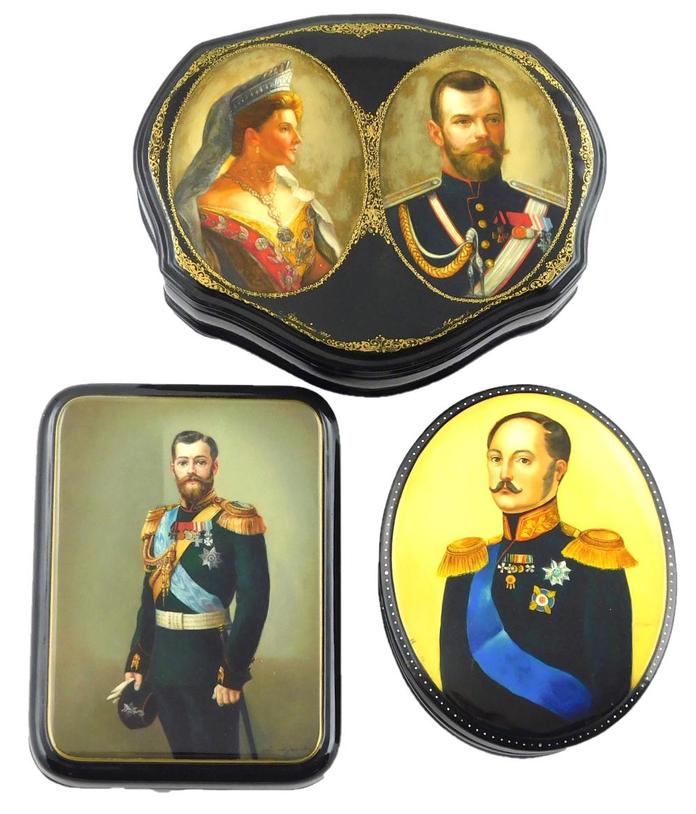 RUSSIAN HAND-PAINTED LACQUER BOXES,