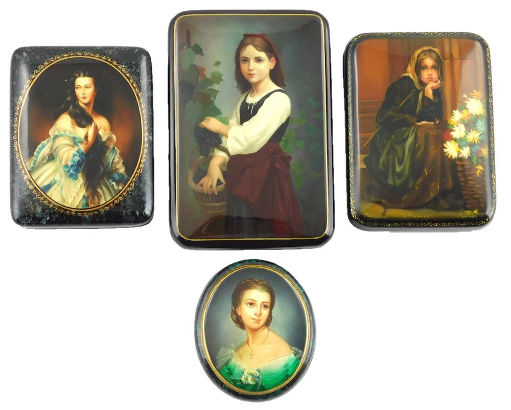 RUSSIAN HAND-PAINTED LACQUER BOXES,