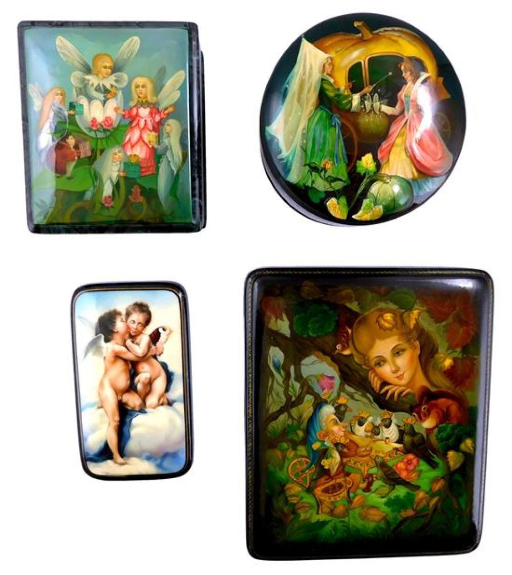 RUSSIAN HAND-PAINTED LACQUER BOXES,