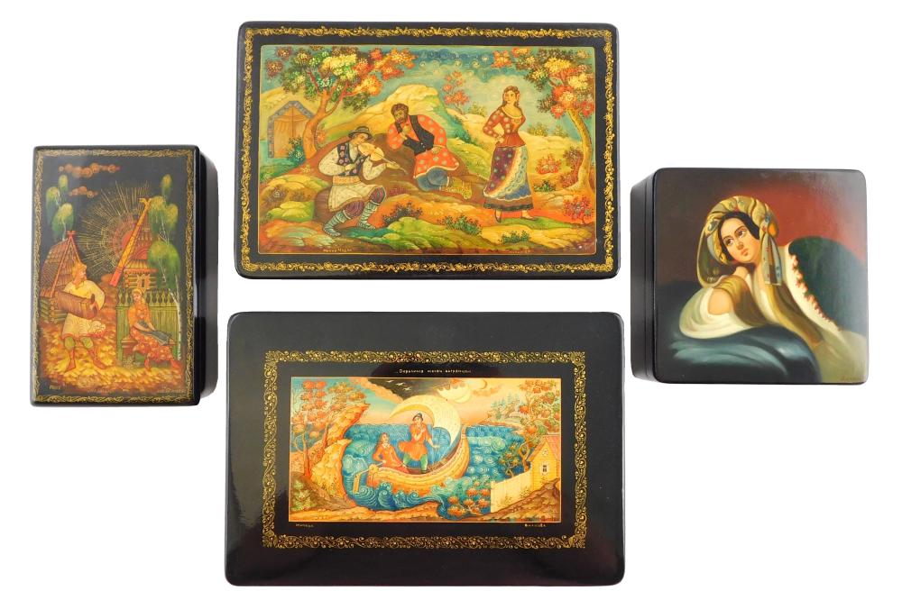 RUSSIAN HAND-PAINTED LACQUER BOXES,