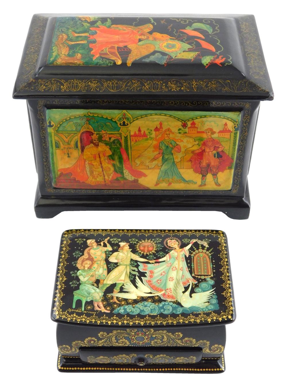 RUSSIAN HAND-PAINTED LACQUER BOXES,