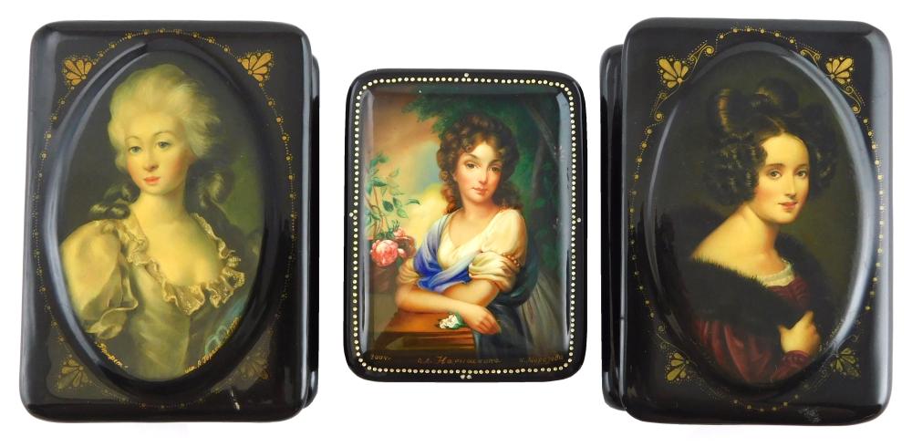 RUSSIAN HAND-PAINTED LACQUER BOXES,