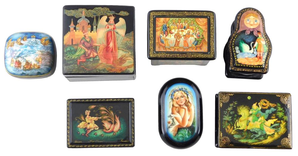 RUSSIAN HAND-PAINTED LACQUER BOXES,