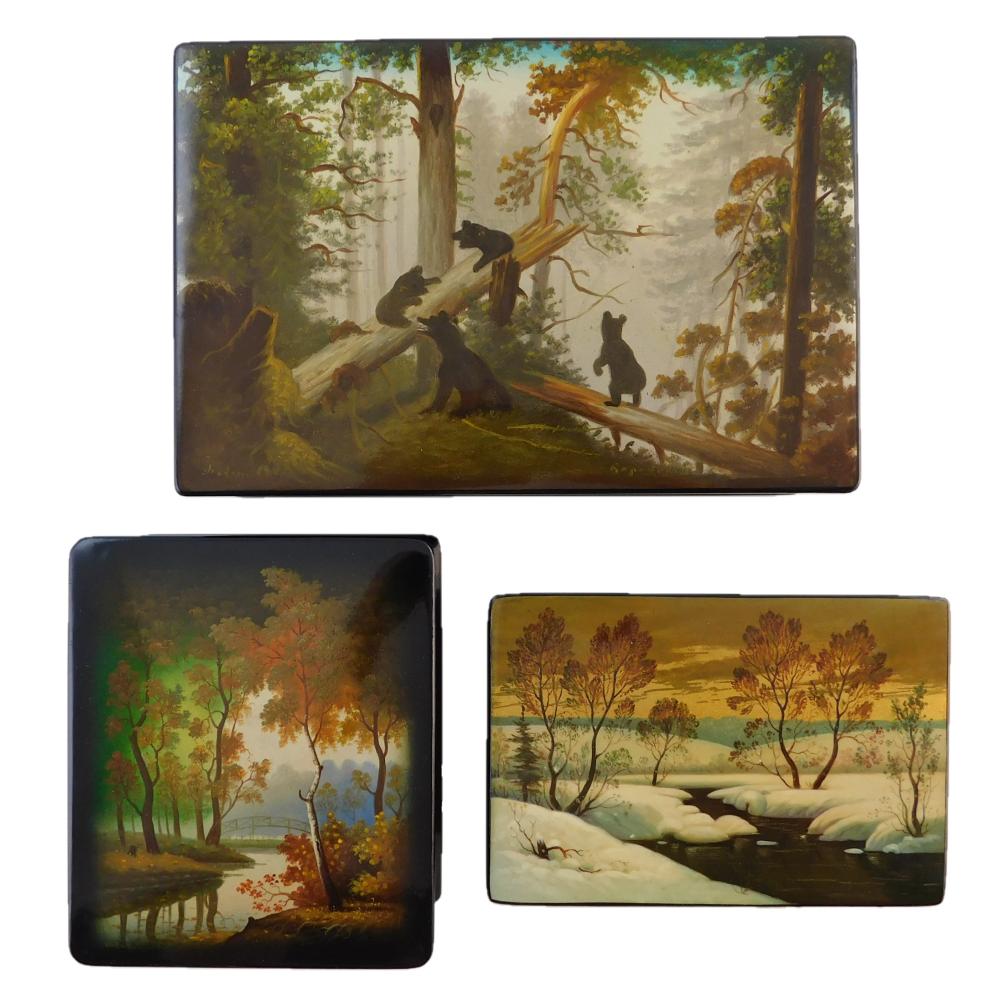 RUSSIAN HAND-PAINTED LACQUER BOXES,