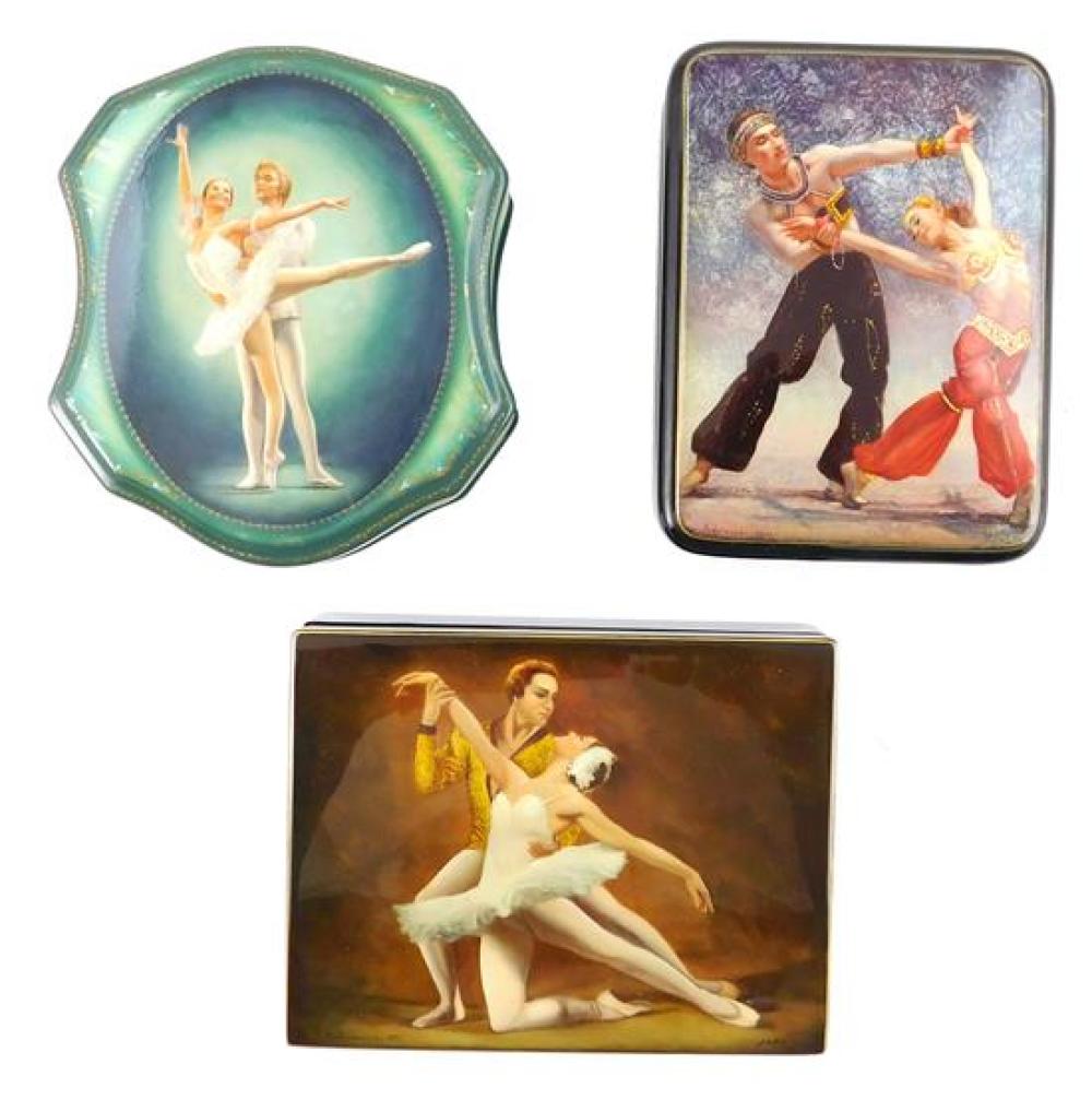 RUSSIAN HAND-PAINTED LACQUER BOXES,