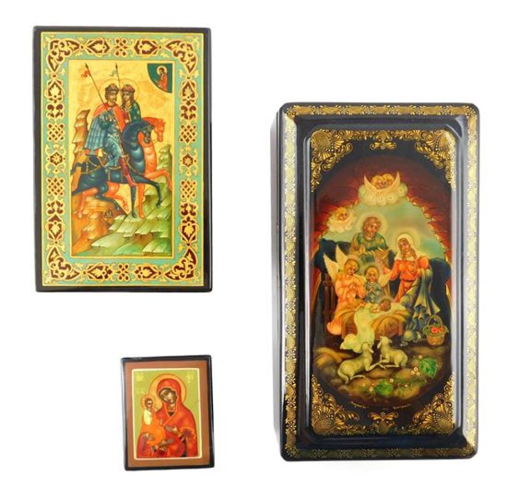 RUSSIAN HAND-PAINTED LACQUER BOXES,