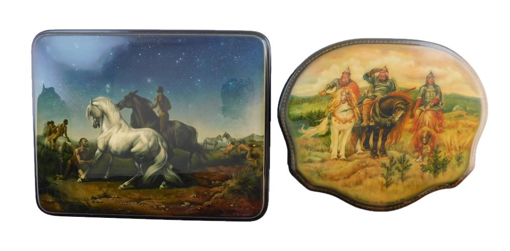 RUSSIAN HAND-PAINTED LACQUER BOXES,