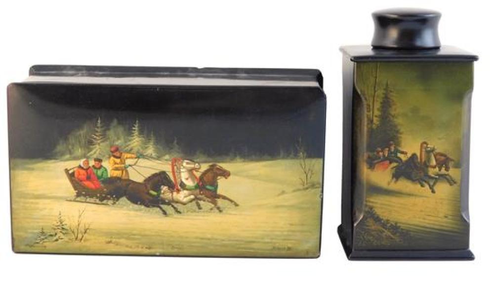RUSSIAN HAND-PAINTED LACQUER BOXES,