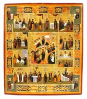 RUSSIAN ICON, 19TH C., MULTI-P