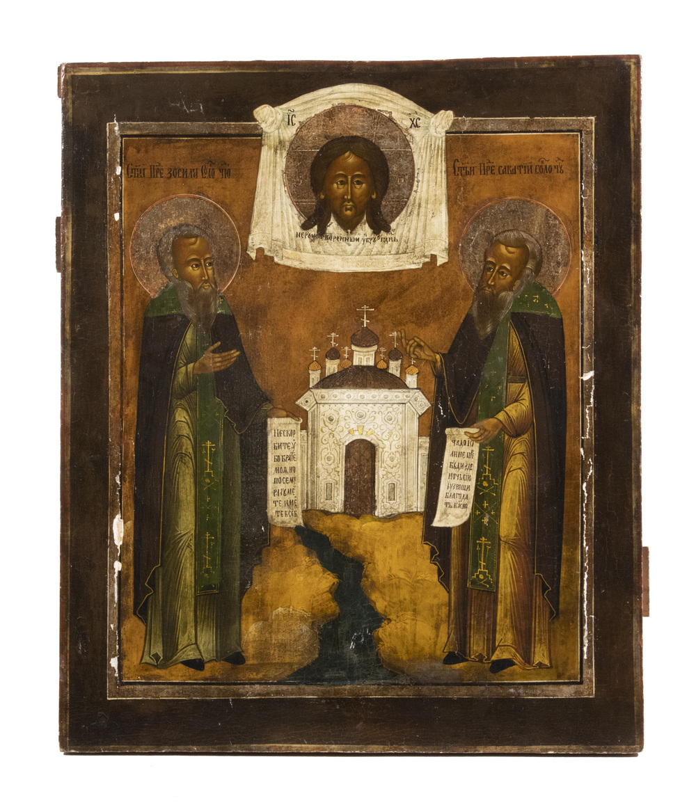 RUSSIAN ICON, 19TH C., STROGANOFF