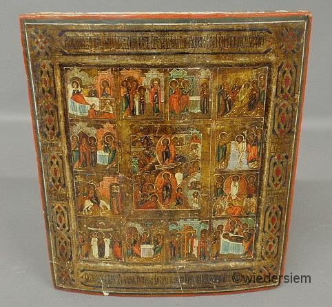 Russian icon curved wood panel