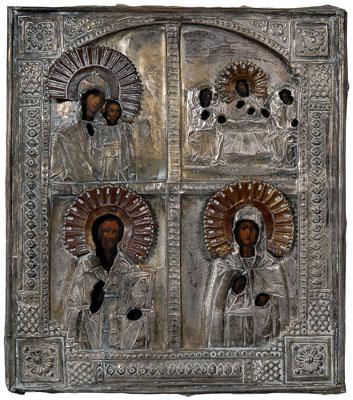 Russian icon, four panels with