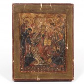 RUSSIAN ICON OF JESUS AND SAIN