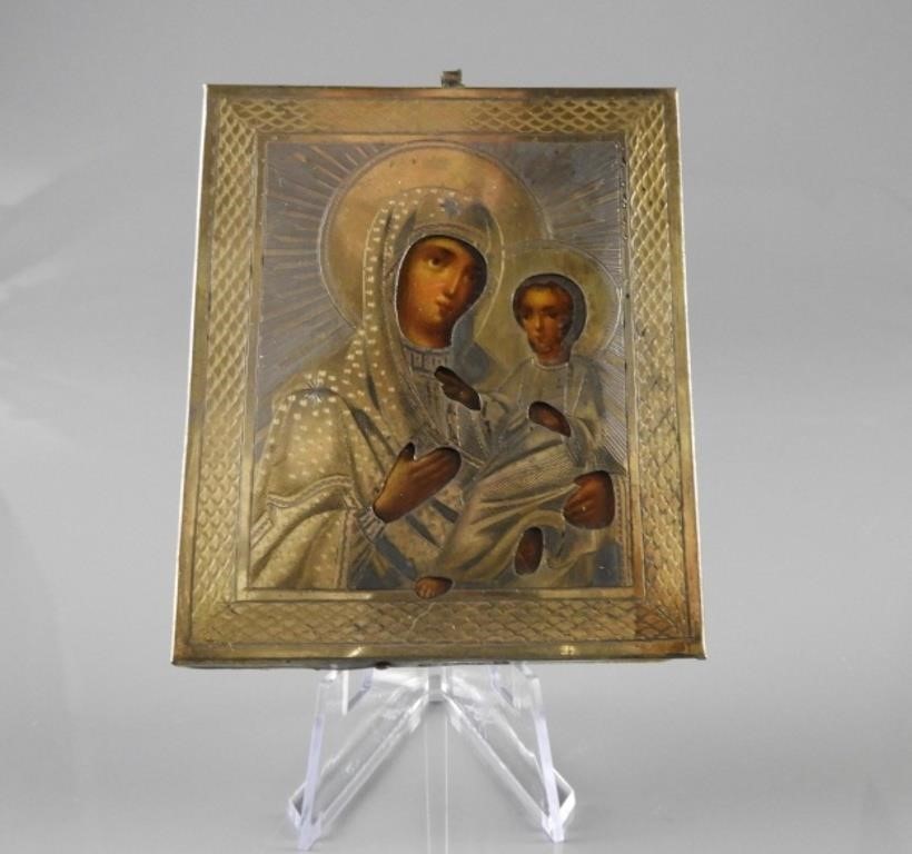 RUSSIAN ICON OF MADONNA & CHRIST