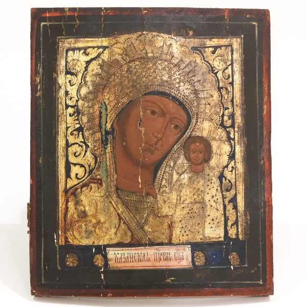 RUSSIAN ICON OF MADONNA AND CHILD