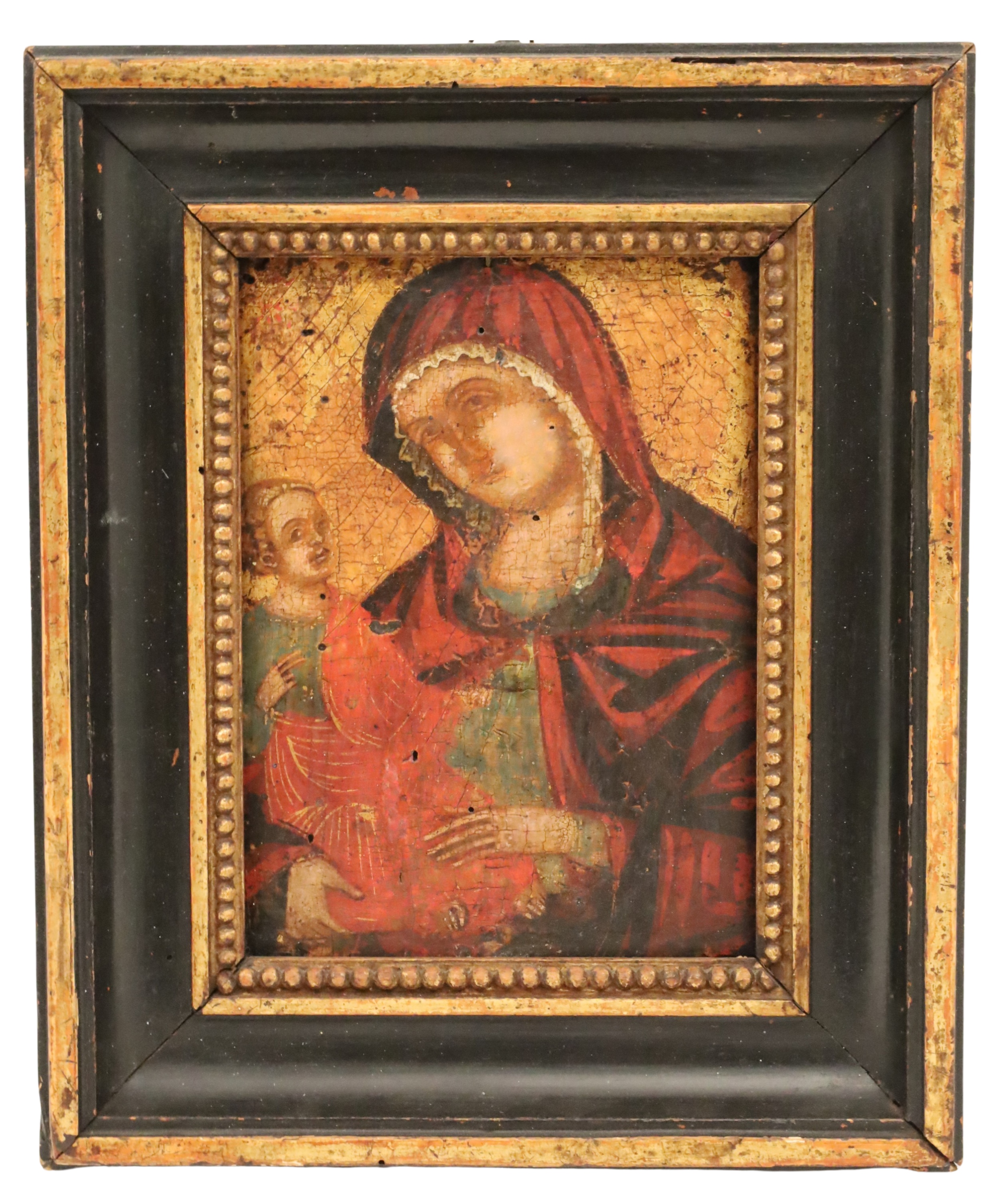 RUSSIAN ICON OF MADONNA AND CHILD A