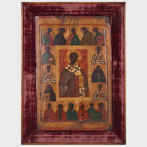 RUSSIAN ICON OF SAINT NICHOLAS WITH