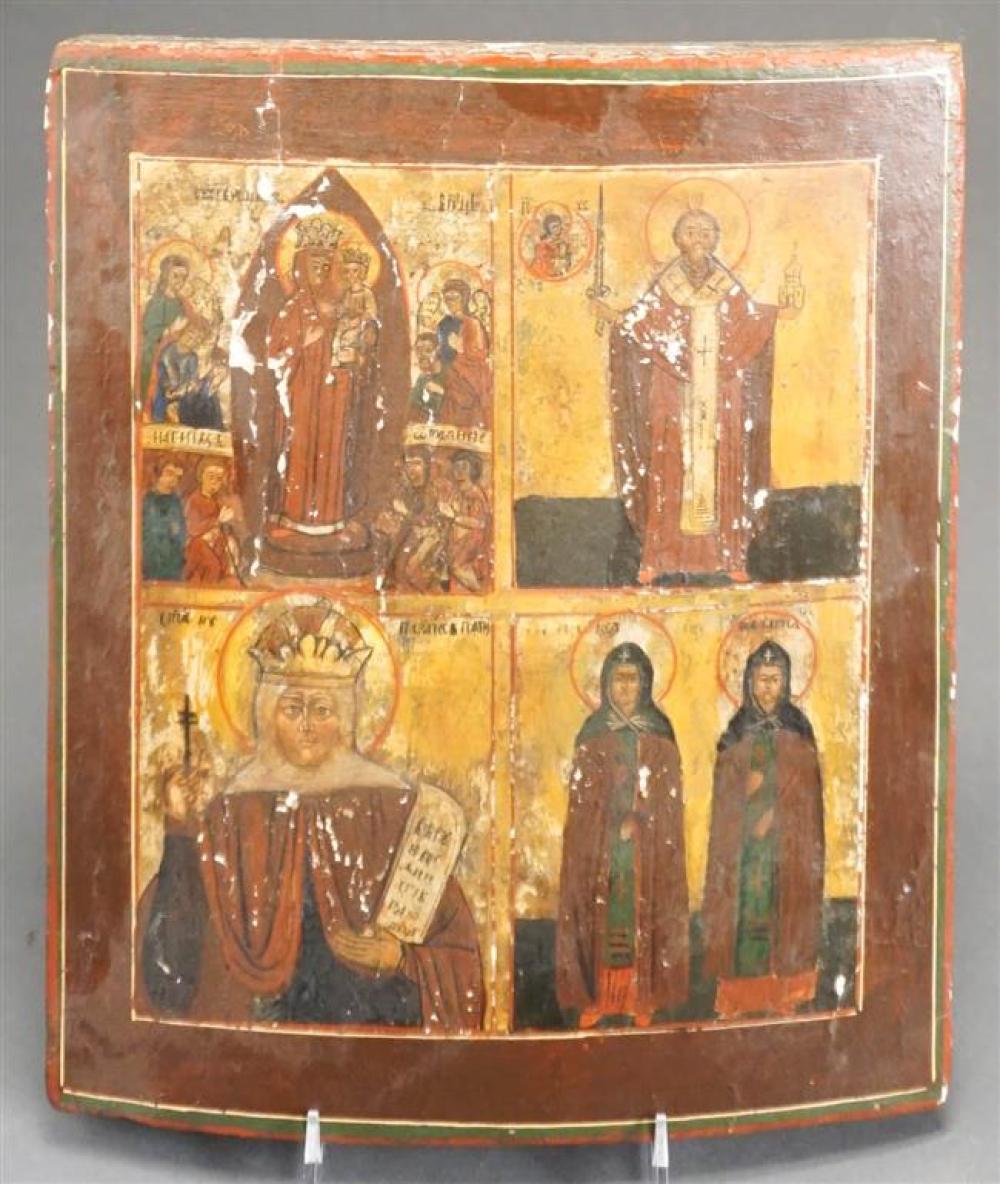 RUSSIAN ICON OF SAINTS, 11-3/4 X