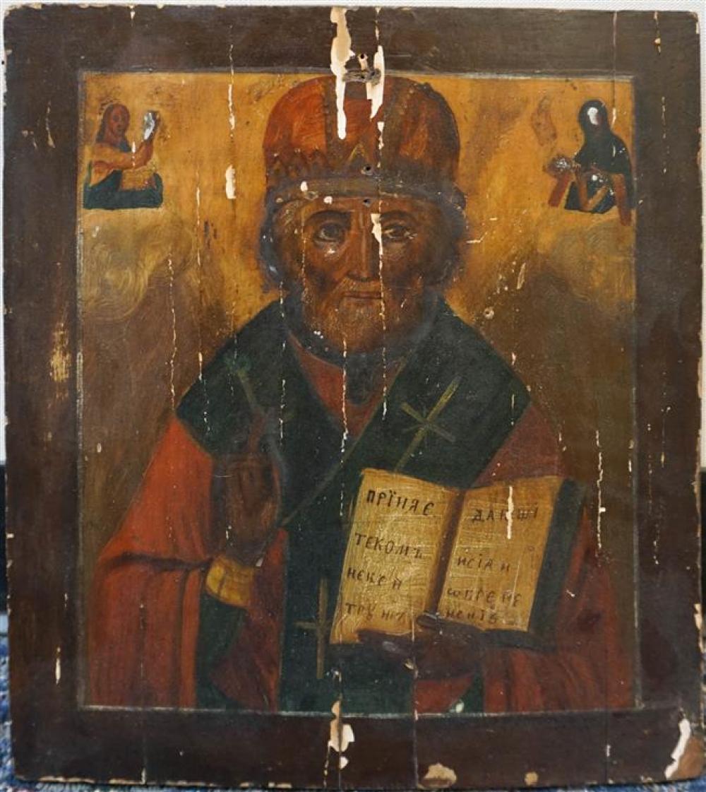 RUSSIAN ICON OF SAINTS, 15-3/4 X