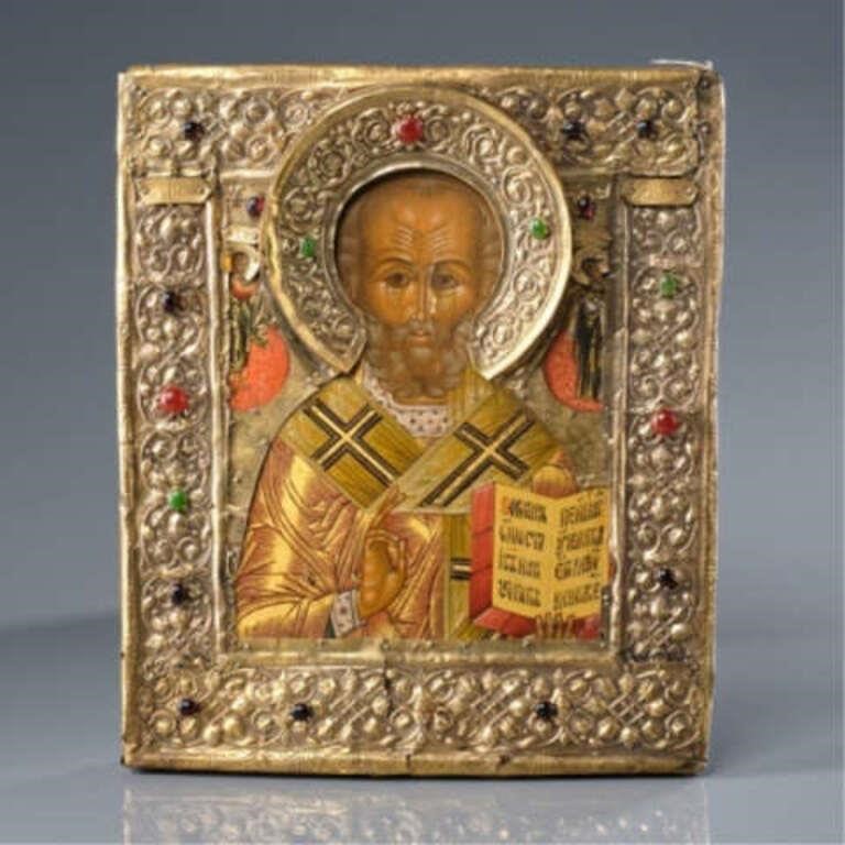 RUSSIAN ICON OF ST. NICHOLASA