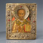 RUSSIAN ICON OF ST. NICHOLASA