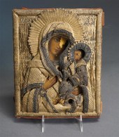 RUSSIAN ICON OF THE MADONNA AN