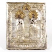 RUSSIAN ICON OF TWO SAINTS AND