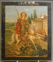 RUSSIAN ICON ON PANEL OF 'ST.