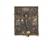RUSSIAN ICON WITH GILT SILVER